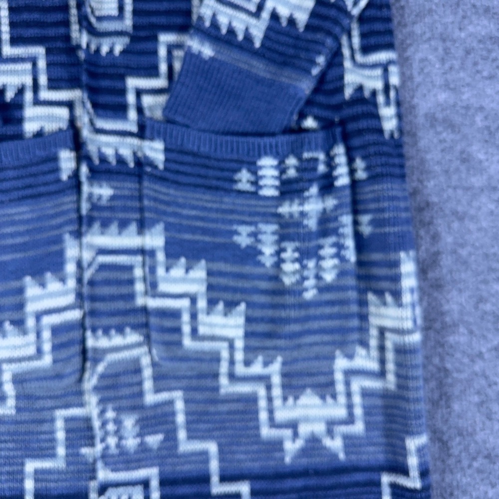 Pendleton Blue White Southwestern Geometric Longline Duster Cardigan Sweater S - Picture 6 of 16